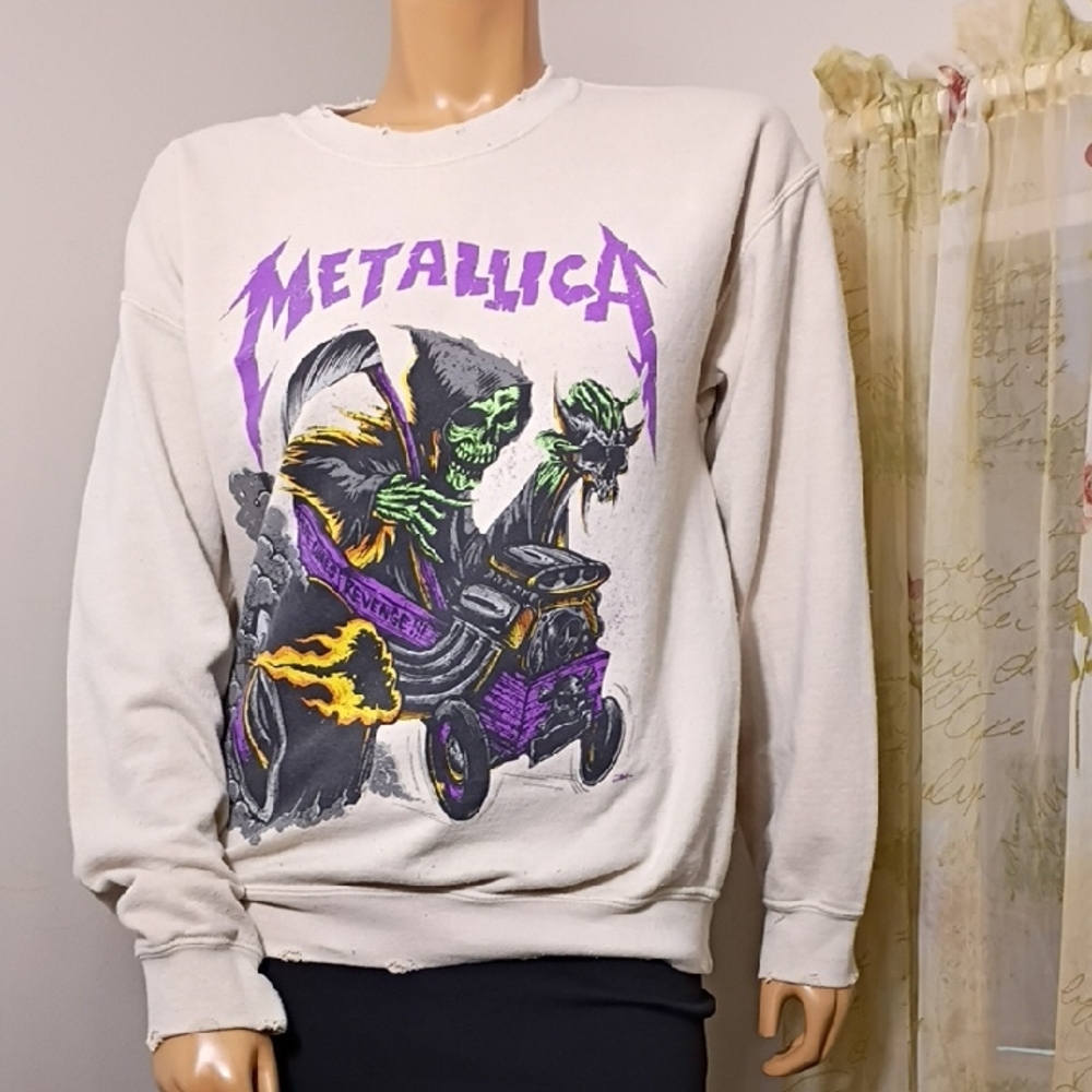 Metallica Graphic‎ Men's Crewneck Sweater - Cream Size S